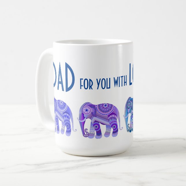 CANECA DE CAFÉ COM ELEFANTES AZUIS REFRESCANTES (Frente Esquerda)