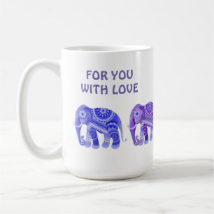 CANECA DE CAFÉ COM ELEFANTES AZUIS REFRESCANTES