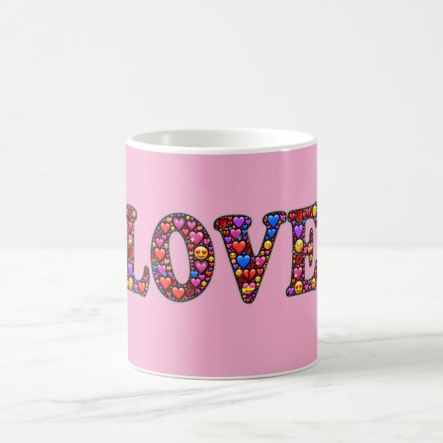 Caneca de Café com Emoji de Amor Rosa (Centro)