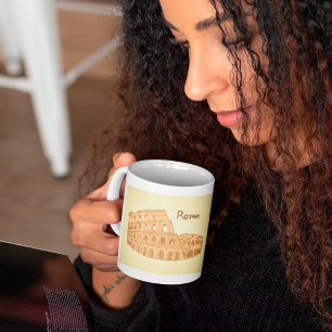 Caneca de Café com Esboço do Coliseu de Roma