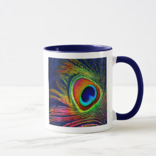 Caneca de Café com Estampa de Pena de Pavão Colori
