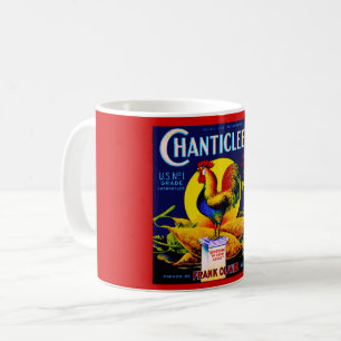 Caneca de café com etiqueta de galo Chanticleer