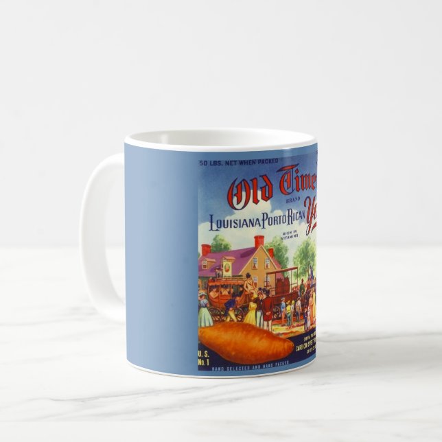 Caneca de Café com Etiqueta de Inhames Old Timers (Frente Esquerda)