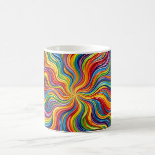 Caneca de Café com Explosão de Raios de Sol Abstra