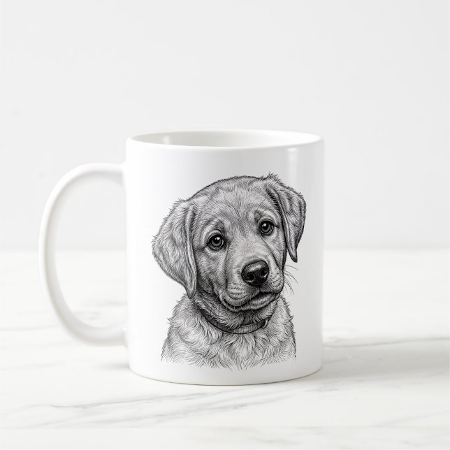 Caneca de Café com Filhote de Labrador (Esquerda)