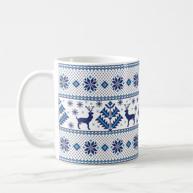 Caneca de café com flocos de neve de inverno padrã (Esquerda)
