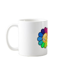Caneca de Café com Flor de Arco-Íris Fofo Piscando