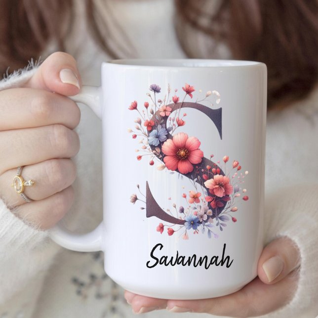 Caneca de Café com Flor de Nascimento Personalizad (wildflower coffee cup, floral coffee mug, personalized floral mug, flower mug gift, birth month mug,)