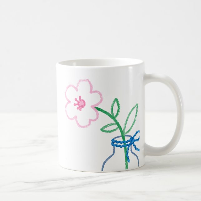Caneca de Café com Flor Desenhada à Mão em Vaso (Direita)