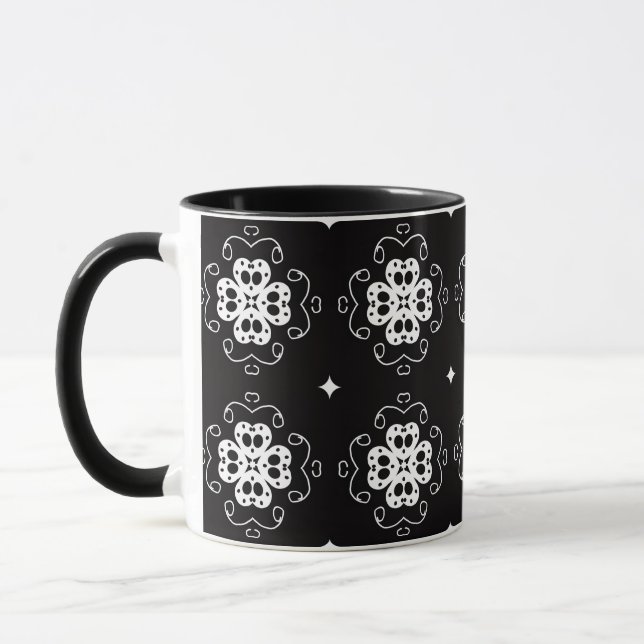 caneca de café com flores abstratas modernas (Esquerda)
