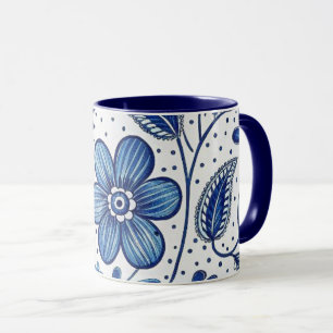 Caneca de café com flores azuis Italianas