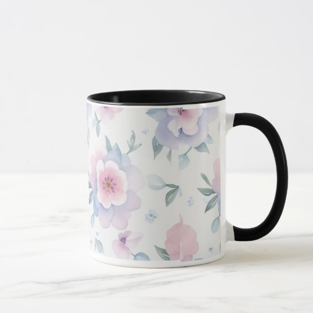 caneca de café com flores em aquarela (Direita)
