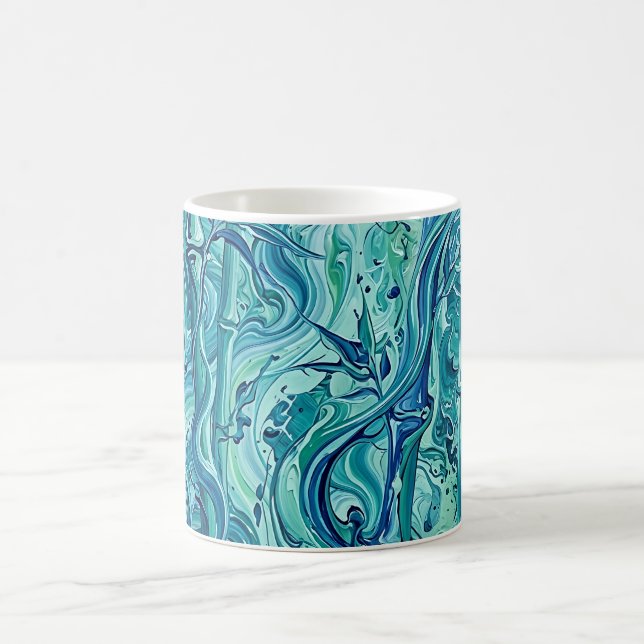 Caneca de Café com Floresta de Bambu Azul Oceano A (Centro)