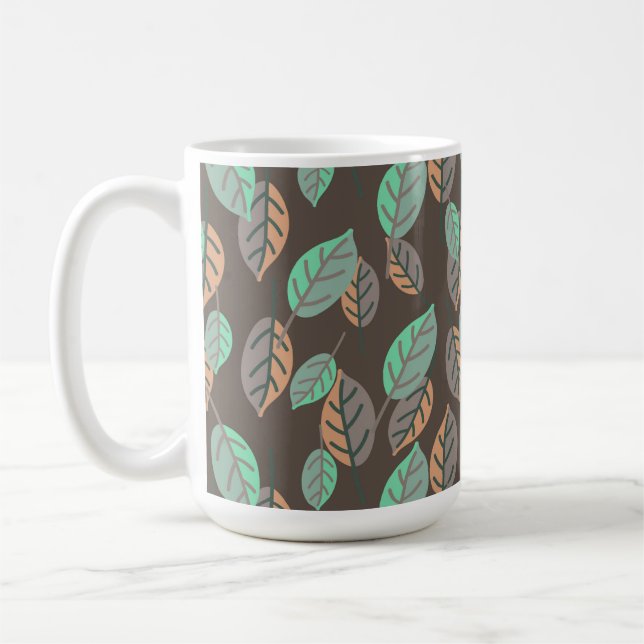 caneca de café com folhas da floresta (Esquerda)