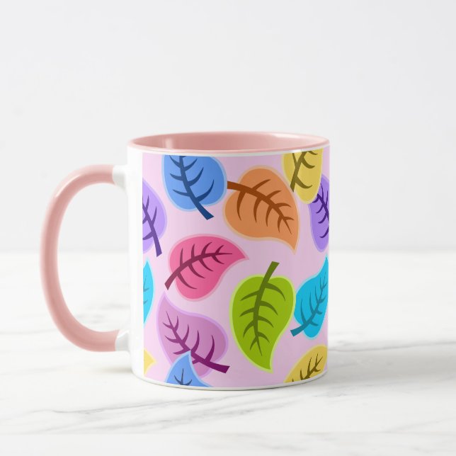 caneca de café com folhas de arco-íris (Esquerda)