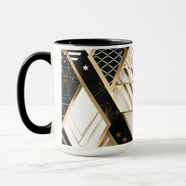 caneca de café com formas geométricas de natal (Esquerda)