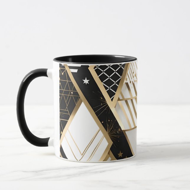 caneca de café com formas geométricas de natal (Esquerda)