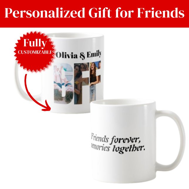 Caneca de Café com Foto da Melhor Amiga – Presente (BFF Photo Coffee Mug – Personalized Gift
)