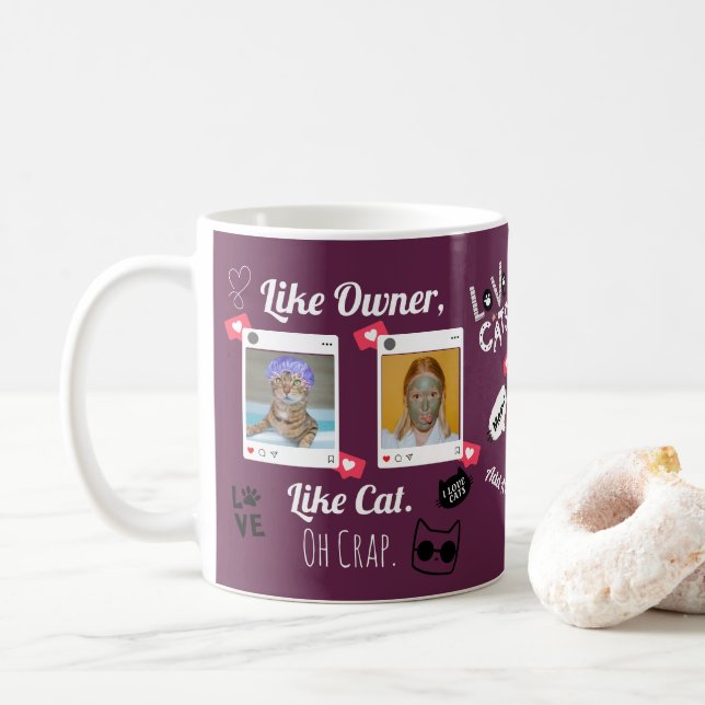 Caneca de Café com Foto de Gato Personalizada | Ca (Com Donut)