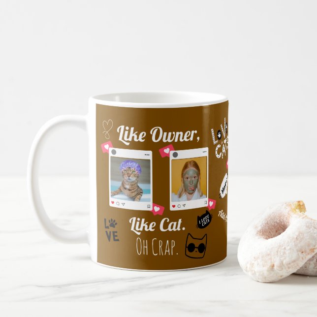 Caneca de Café com Foto de Gato Personalizada | Ca (Com Donut)