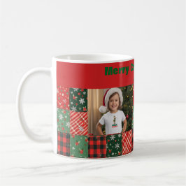 Caneca de café com foto natal verde vermelho patch