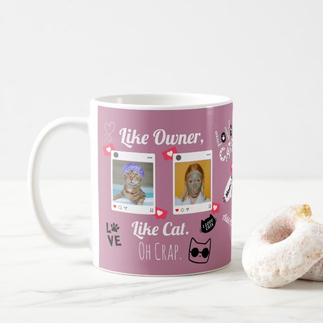 Caneca de Café com Foto Personalizada de Gato | Ca (Com Donut)