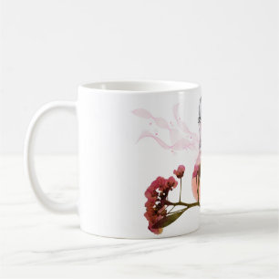 Caneca de Café com Frasco de Perfume Rosa & Flores