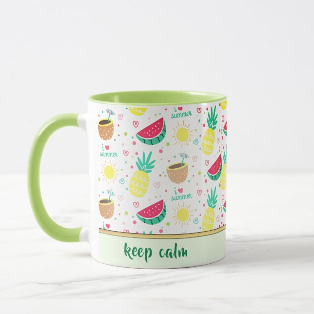 Caneca de Café com Frutas Tropicais Coloridas (Esquerda)