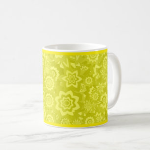 Caneca de Café com Fundo Floral Amarelo Ensolarado
