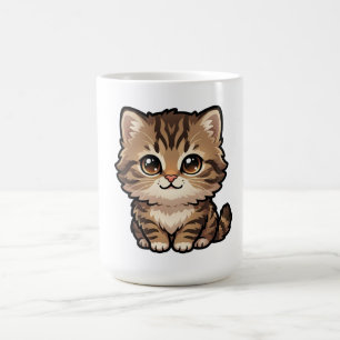 Caneca de Café com Gatinho Malhado Marrom Fofo