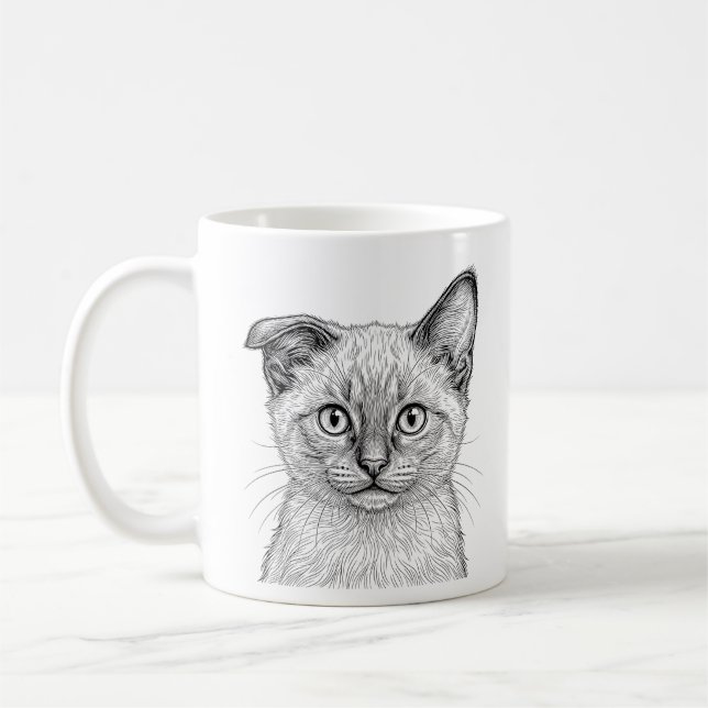 Caneca de Café com Gatinho Siames (Esquerda)