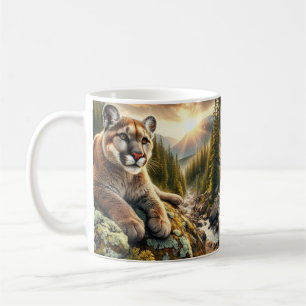 Caneca de Café com Gato Grande Leão da Montanha