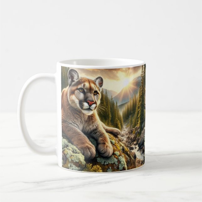 Caneca de Café com Gato Grande Leão da Montanha (Esquerda)