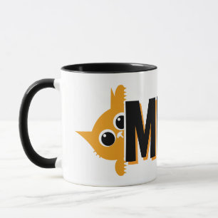 Caneca de Café com Gato Laranja Espiando Design Mi
