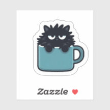 Caneca de Café com Gato Preto Mal-Humorado Adesivo