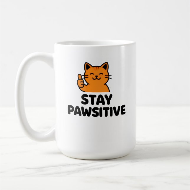 Caneca de café com gato ruivo fofo dando polegar p (Esquerda)