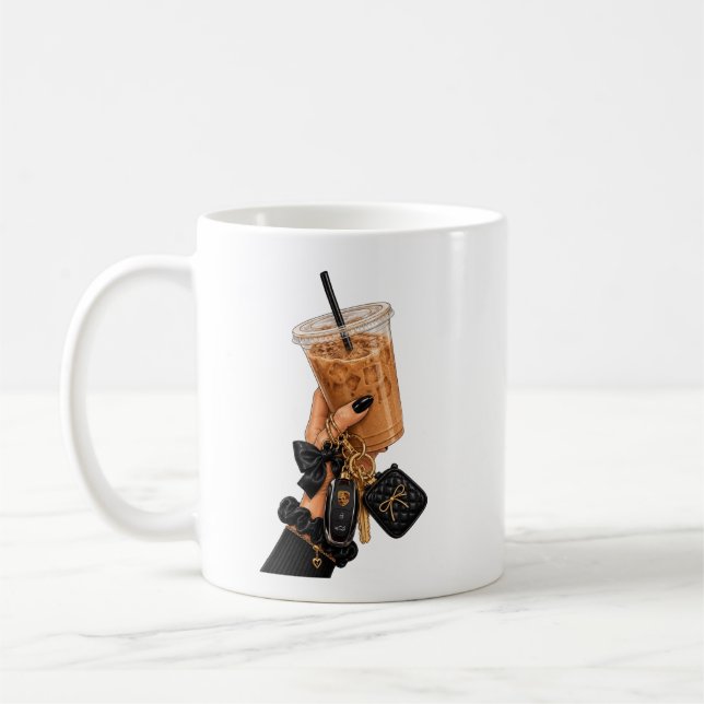 Caneca de Café com Gelo Estética Preta Chic (Esquerda)