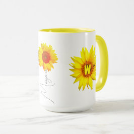 Caneca de Café com Girassol para Ela (Citação com 