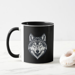 Caneca de Café com Gráfico de Cabeça de Lobo Solit
