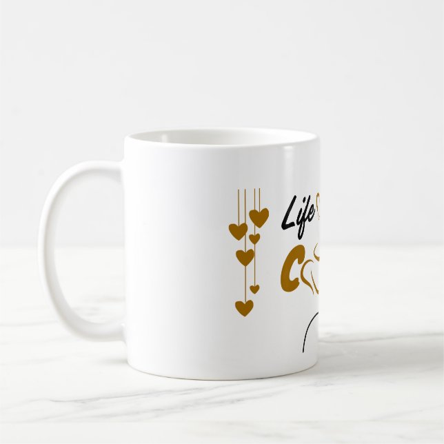 Caneca de café com gráfico de coração fofo | Canec (Esquerda)