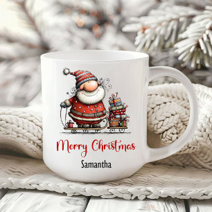Caneca de Café com Humor de Papai Noel Excêntrico 