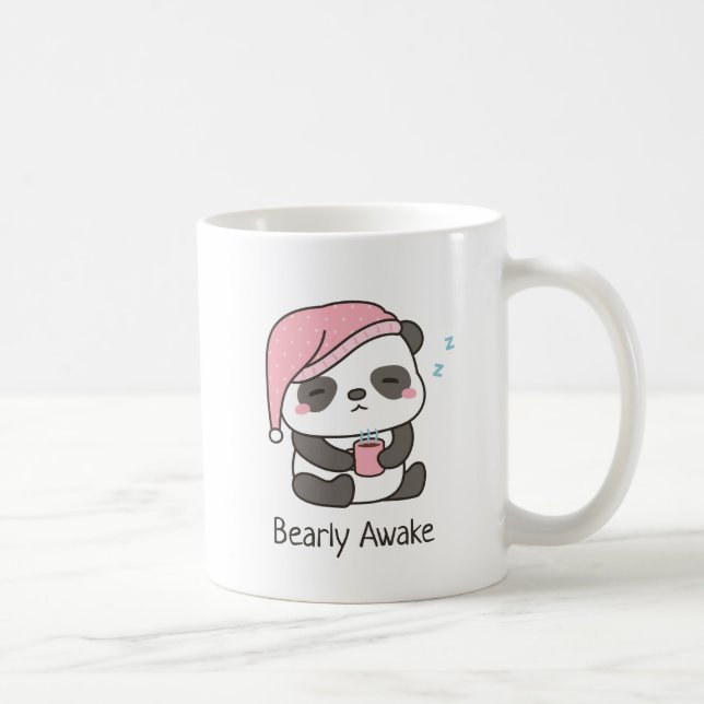 Caneca de café com humor de urso panda sonolento e (Direita)