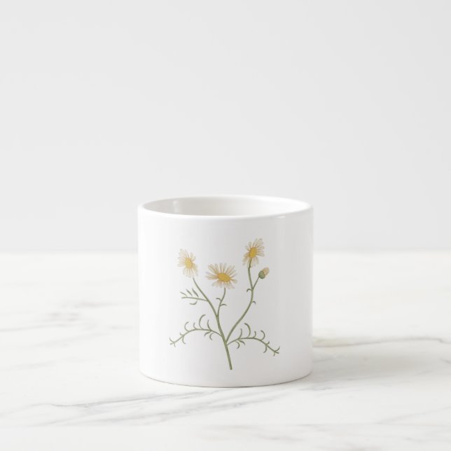 Caneca de Café com Ilustração Botânica de Camomila (Frente)