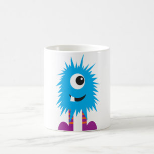 Caneca de Café com Ilustração de Monstro Azul Fofo