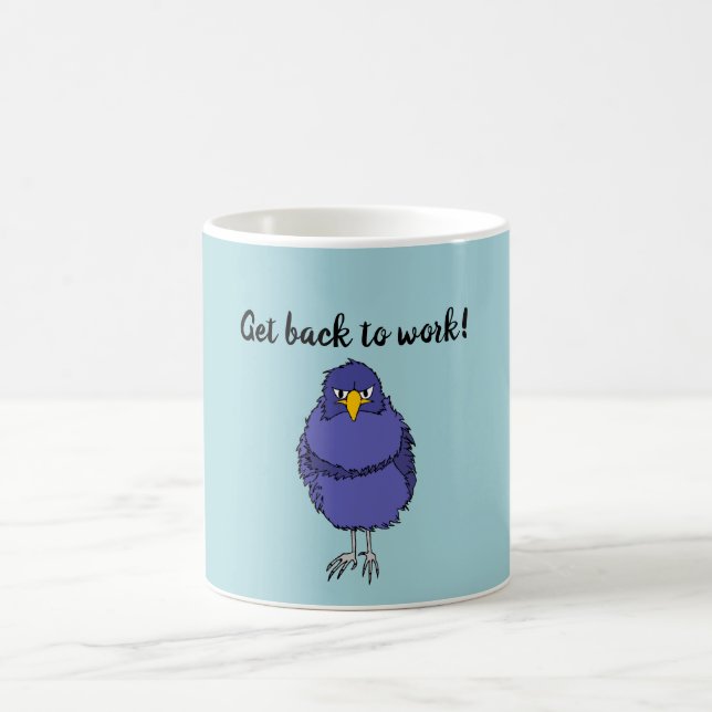Caneca de café com imagem do pássaro não tão feliz (Centro)