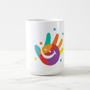 Caneca de Café com Impressão de Mão Sorriso Colori