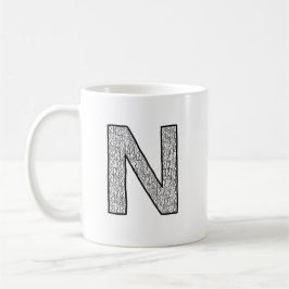 Caneca de Café com Inicial da Letra N – Estilo Mod