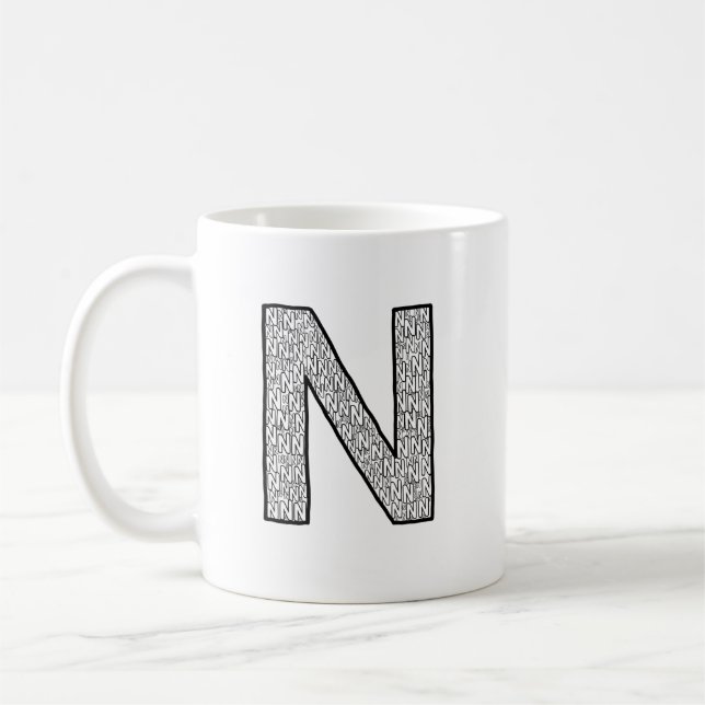 Caneca de Café com Inicial da Letra N – Estilo Mod (Esquerda)