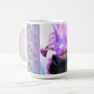 Caneca de Café com Íris Roxa Pintada à Mão Floral
