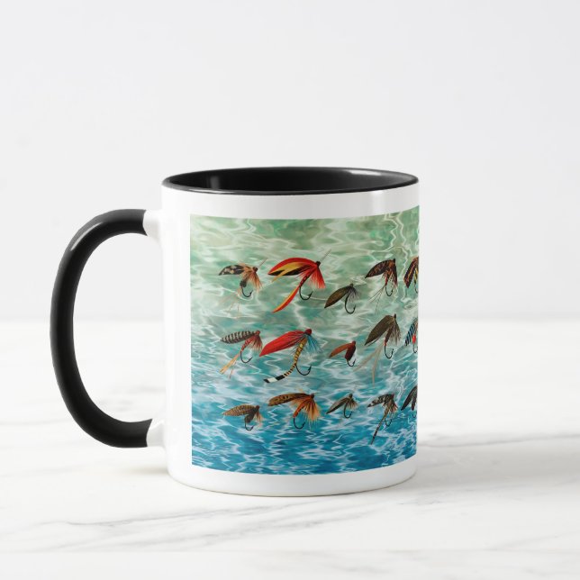 Caneca de café com iscas para truta antigas (Esquerda)